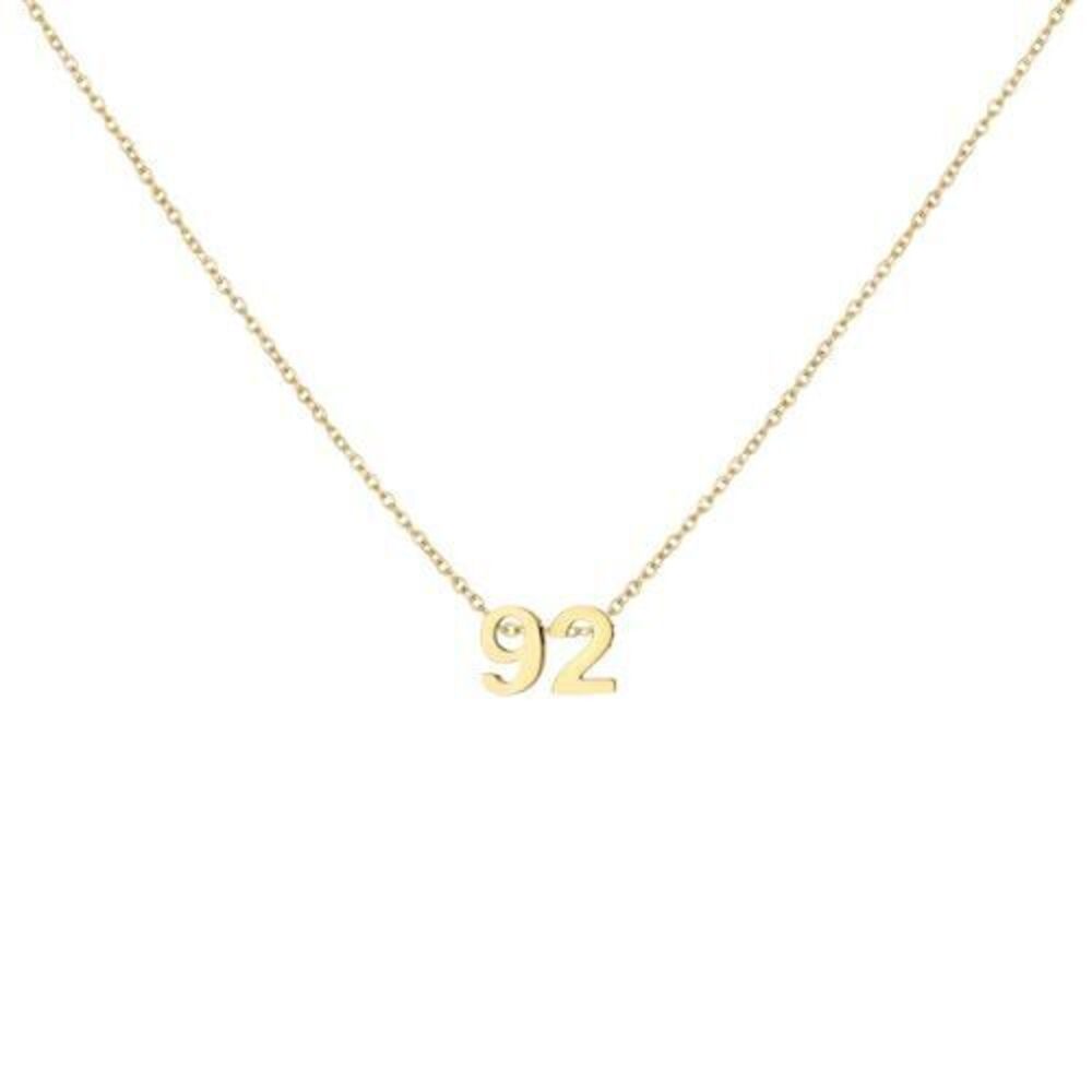 8935 18K Gold Plated Number 92 Necklace Dainty Pendant Chain Necklace